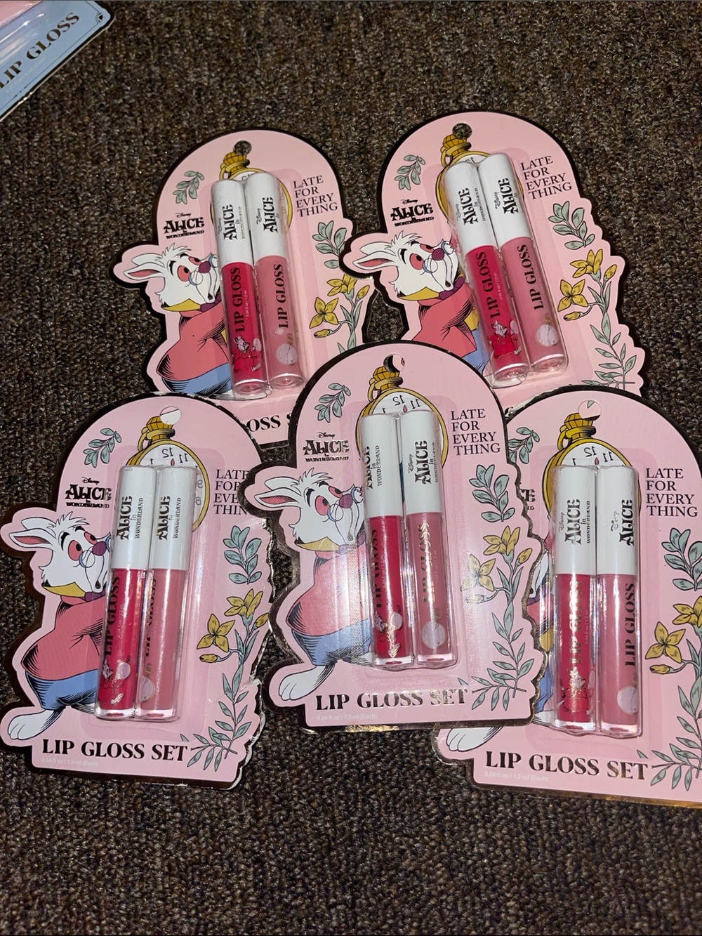 Disney Alice in Wonderland Pink & Red Lip Gloss Set - 5 packs